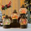 Christmas Luminous Rotating Windmill, Water-filled Snowfall, Flat Round Wind Lantern, Music Box, Christmas Desktop Decoration Gift
