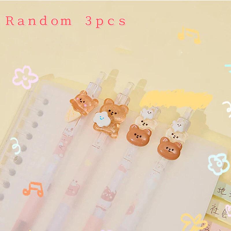 Random 1/3pcs Bear Mechanical Pencil 0.5mm Cartoon Automatic Pencil Kawaii Press Pen Stationery School Office Supplies Kids Gift