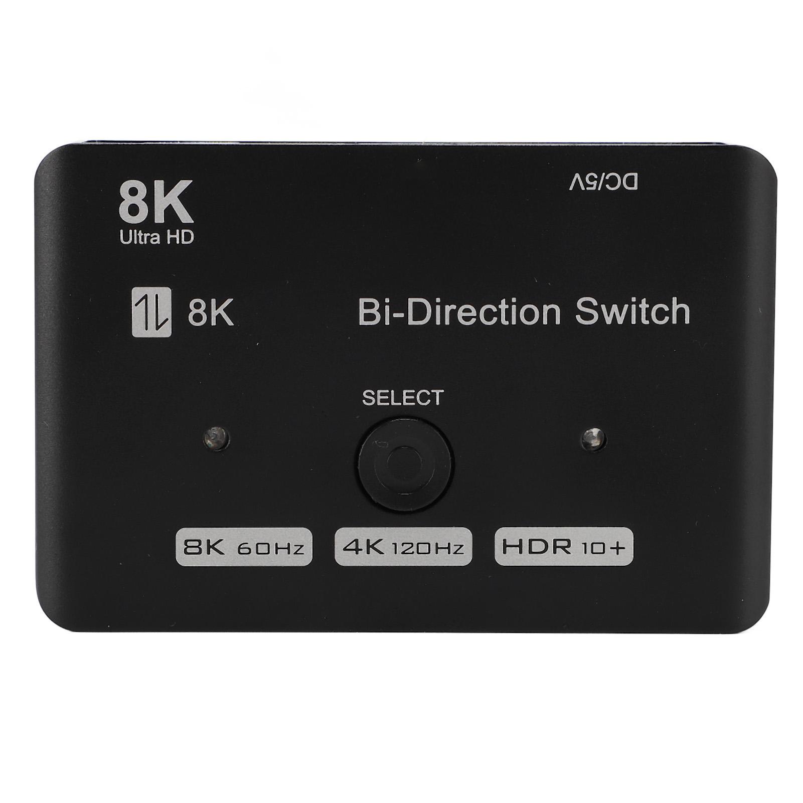 

HD Двунаправленный переключатель 1 вход 2 выхода 2 входа 1 выход 8K 60 Гц 4K 120 Гц 48 Гбит/с Алюминиевый сплав Двунаправленный