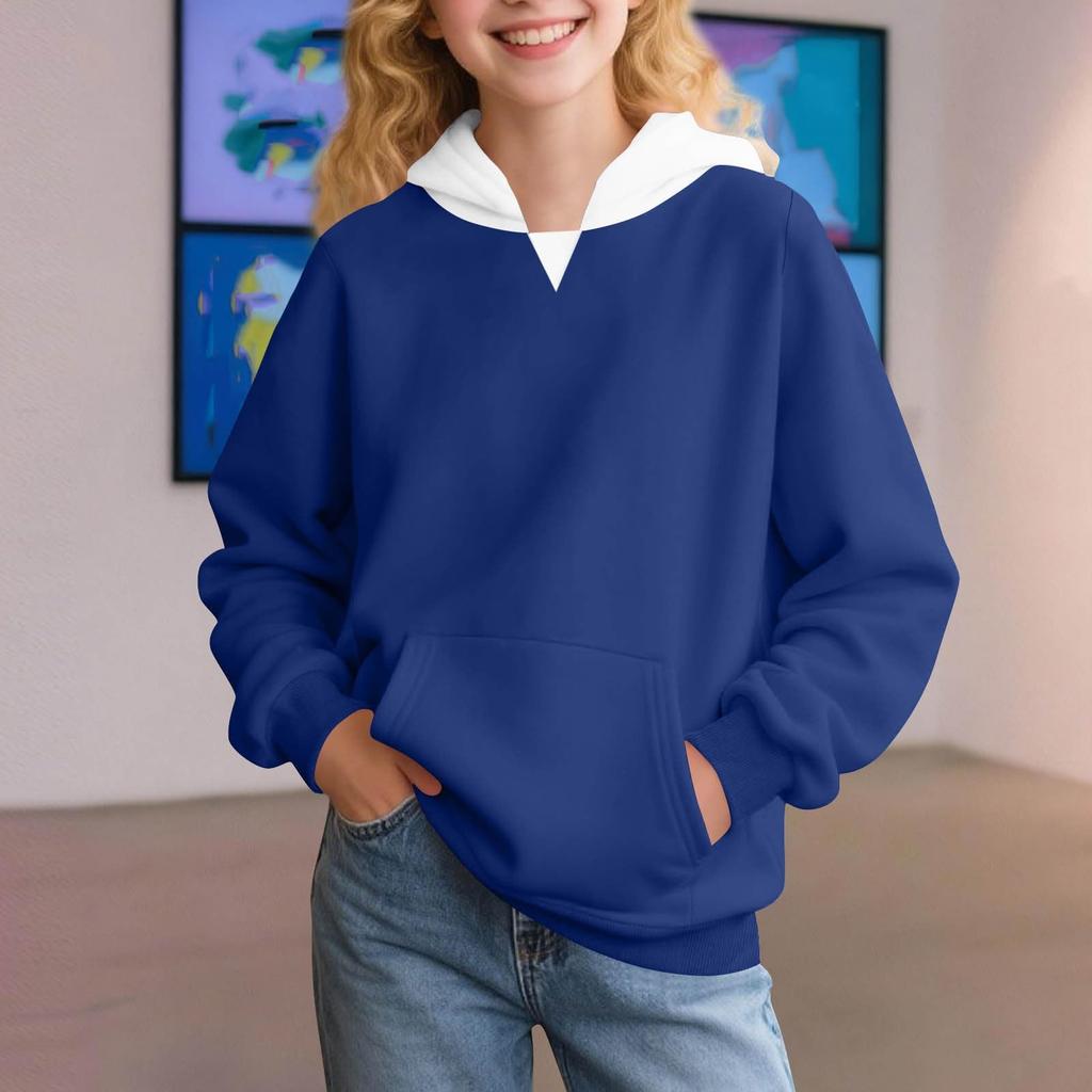 Winter Boy And Girls Solid Color Long Sleeved Hooded Sweatshirt Tops