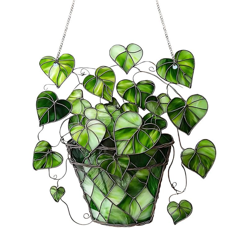 

1Pc Heart-Shaped Potted Plant Pendant Sun Catcher Acrylic Indoor Garden Home Office Decoration Wall Hanging Ornament Crafts