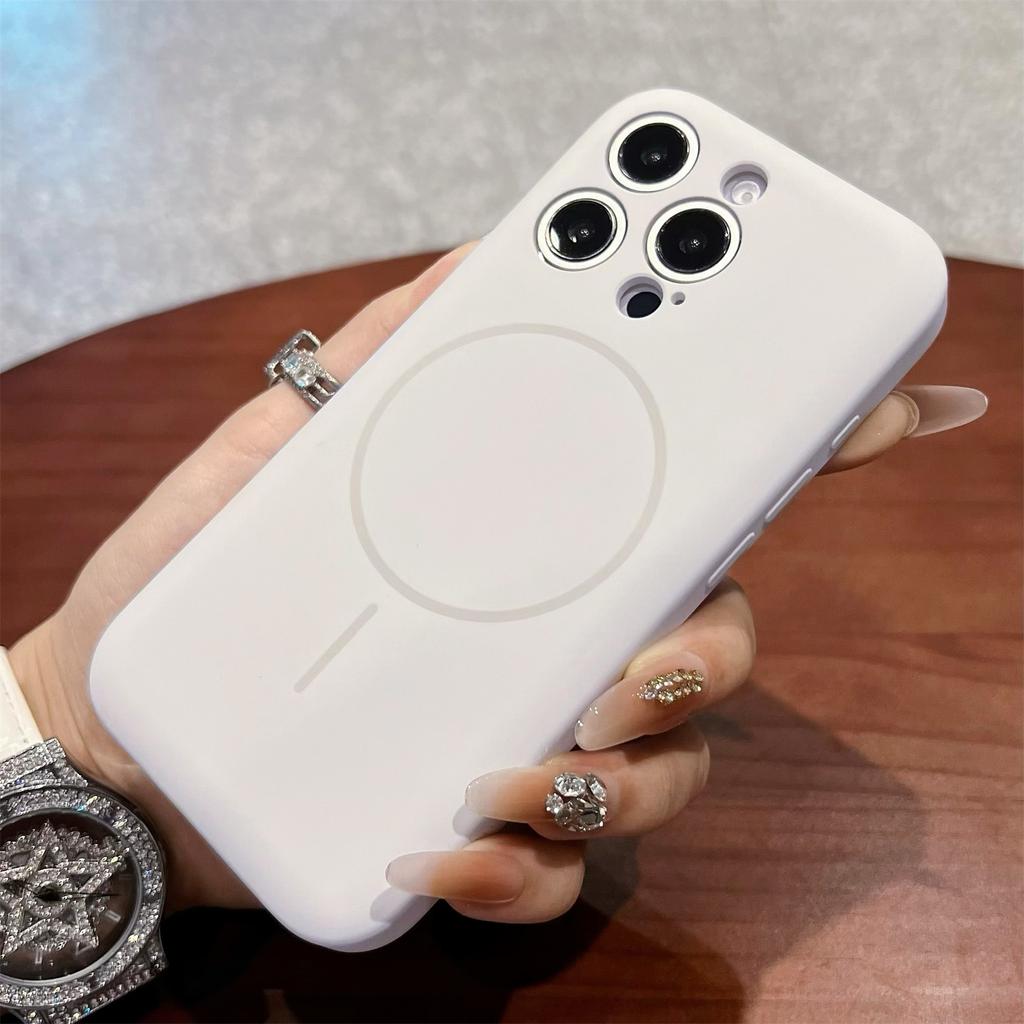 For iPhone 14 Pro Max Magnetic Case Skin Touch Liquid Silicone PC Shockproof Phone Cover