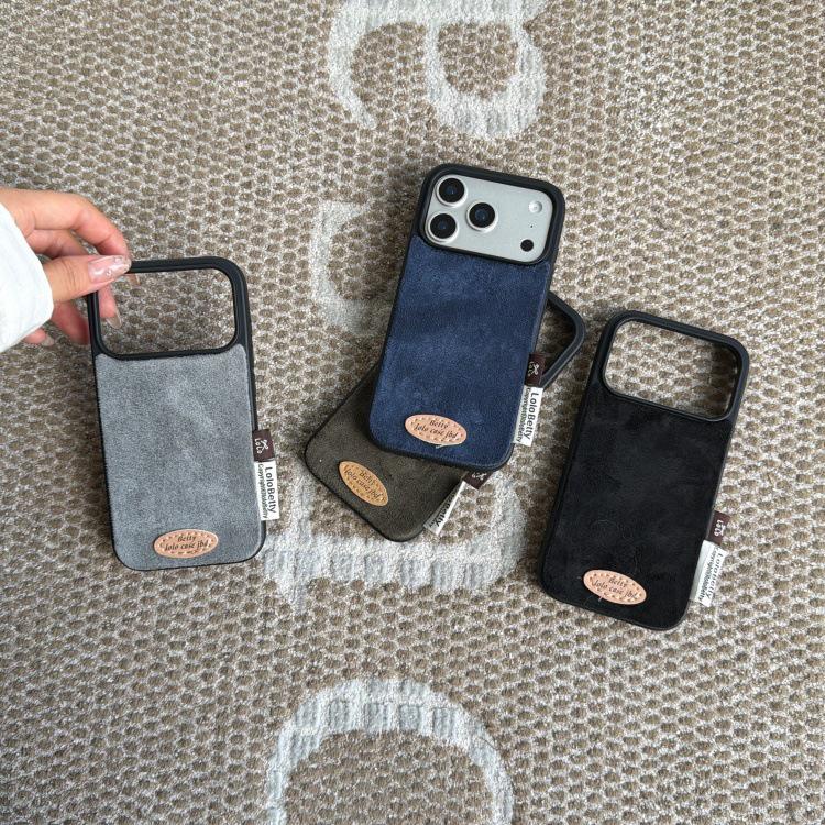 Autumn/Winter Retro Solid Suede Plush iPhone 17 Pro Max/16P/15/14 Case