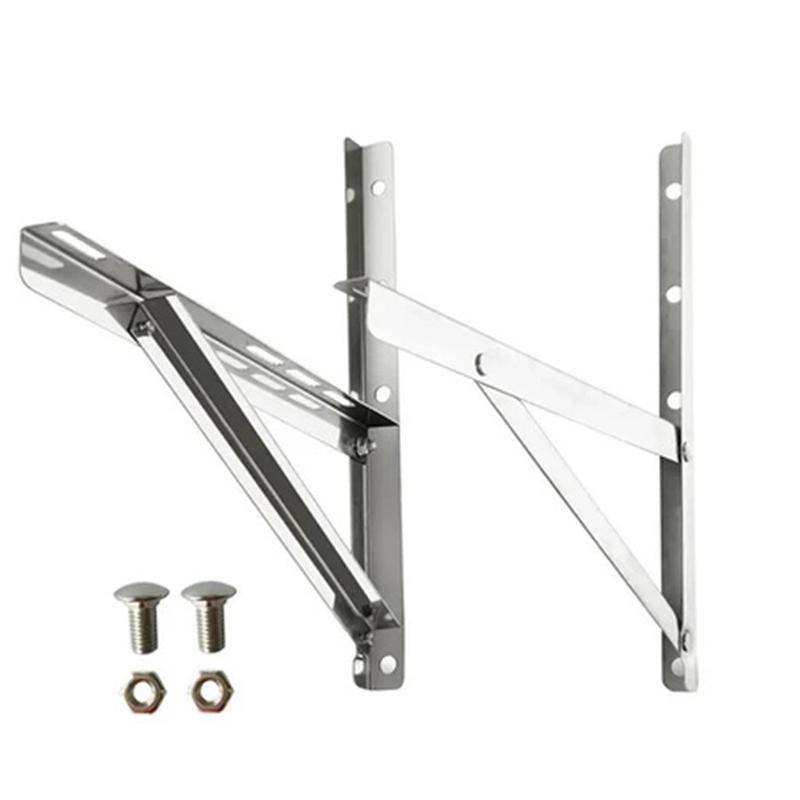 Aircon Bracket:1Pair Universal Aircon Bracket 1-1.5Hp 304 Stainless Steel Air Conditioning Bracket Heavy Duty Adjustable Easy Bo