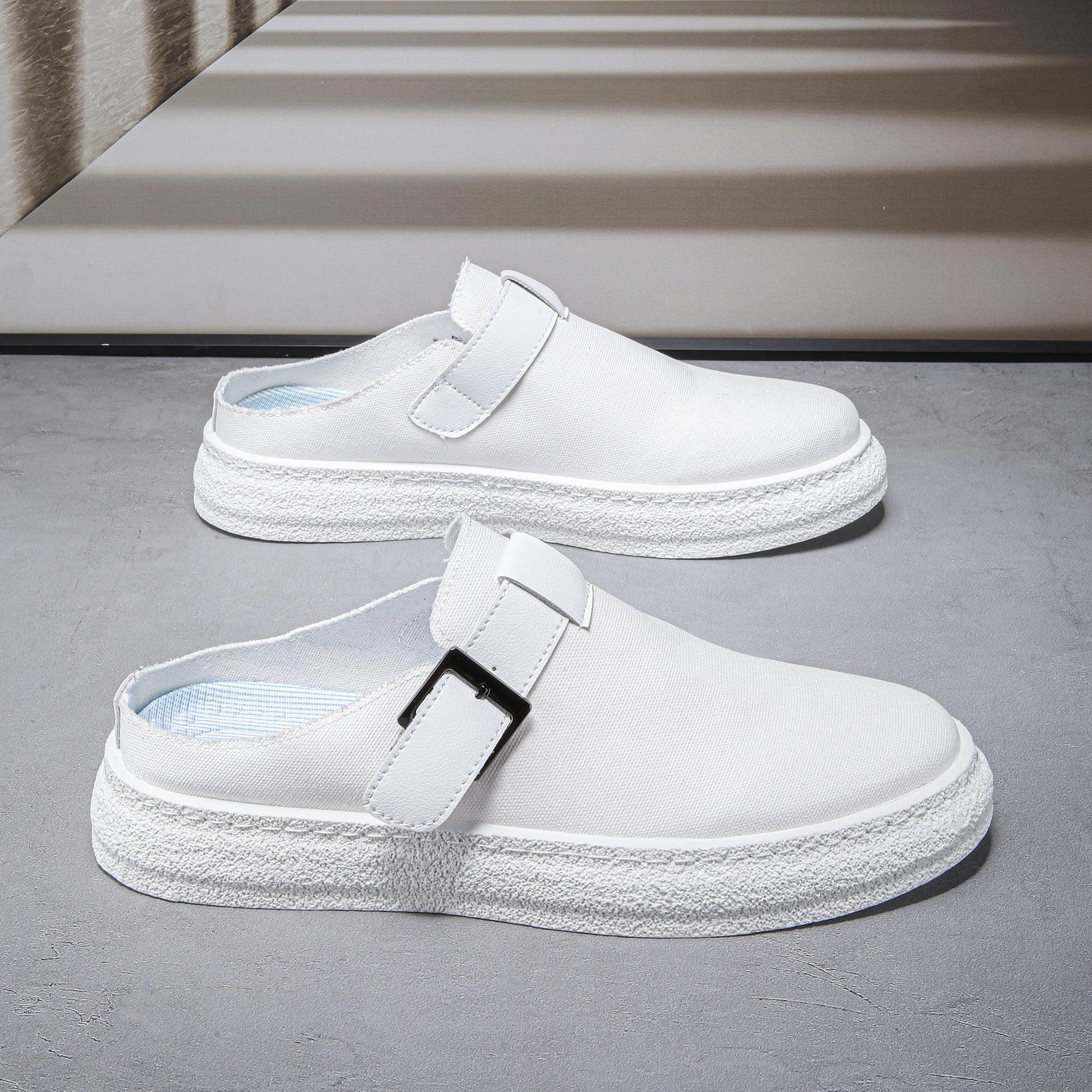 

Baotou крутые тапочки мужская верхняя одежда 2025 новые ретро без каблука плоские тапочки Birkenstocks полутапочки повседневная мужская обувь 44 белый