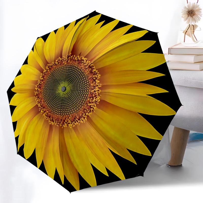 1pc Sunflower Bloom Automatic Open/Close Umbrella Compact Folding Umbrella, All-Season Portable Umbrella for Women/Men F1124268