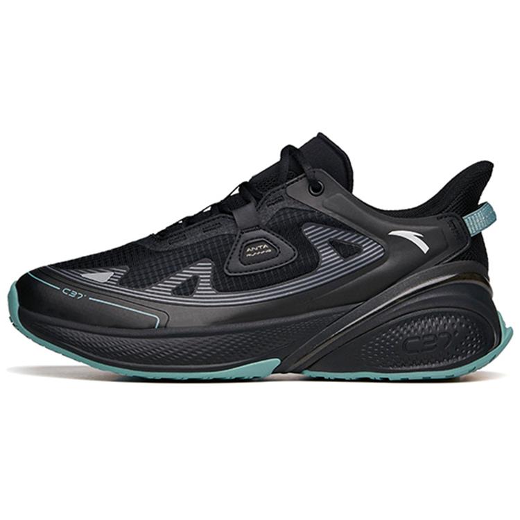 

Anta Cushioned Anti-Slip Wear-Resistant Breathable Lightweight Low-Top Running Shoes Men s Black Gray Green 44.5