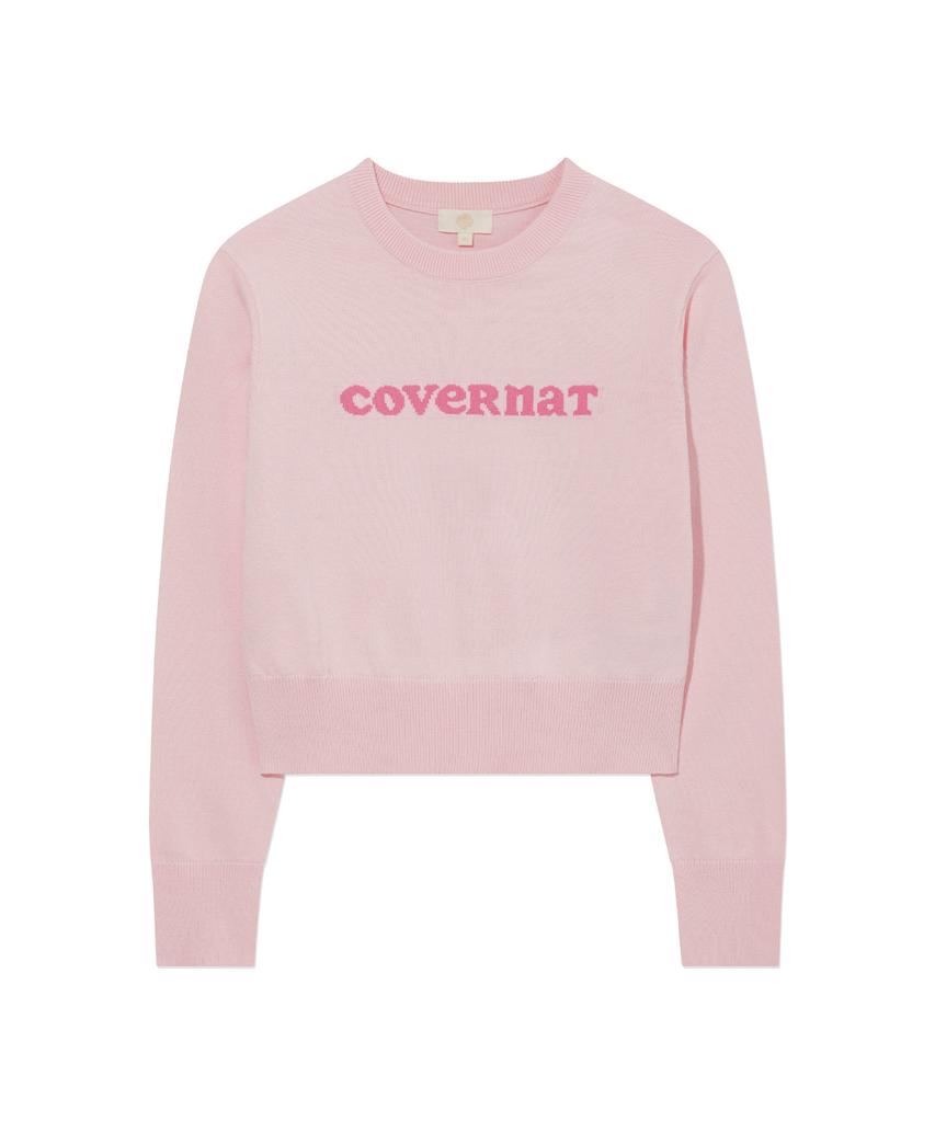 COVERNAT WOMAN Cooper Logo Round Neck Knit Light Pink