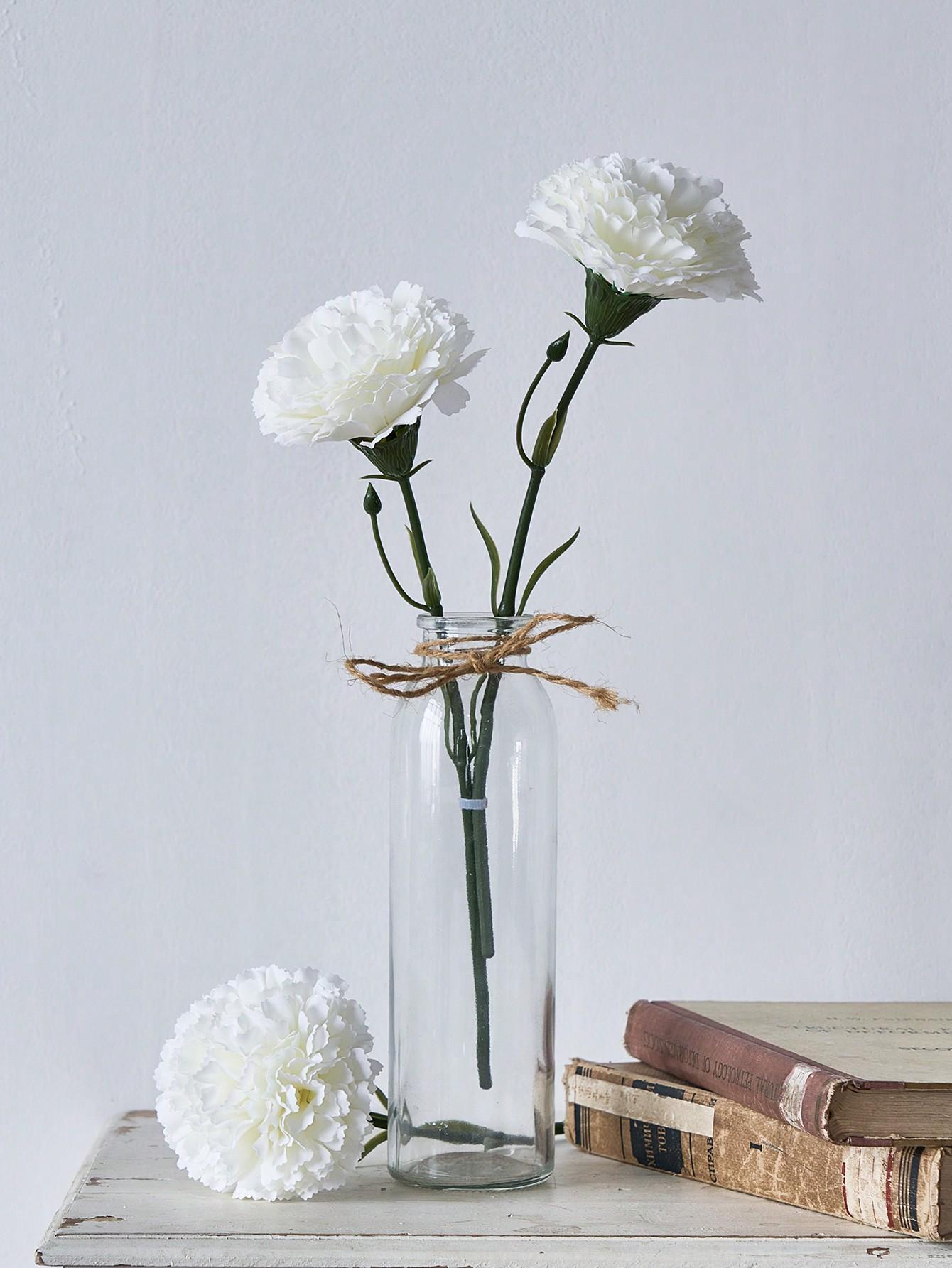 

1 шт. Искусственные гвоздики Искусственные цветы Стебли Шелковые Искусственные цветы Для похоронных композиций Свадебные букеты Кладбищенские венки Поделки своими руками 1 Pc белый