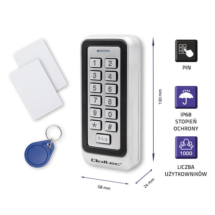 Qoltec Zamek szyfrowy TRITON  z czytnikiem RFID| kod | karta | brelok | IP68 | EM