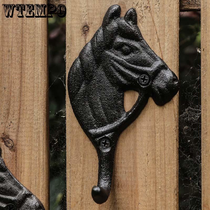 WTEMPO Cast Iron Retro Horse Shaped Hooks Wall-mounted Decorative Hooks Household Coat and Hat Hooks Outdoor Indoor Use Yard Garden Farm Villa Hooks