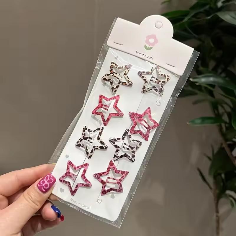 8/16Pcs Leopard Waterdrop Hair Clips for Women Girls Vintage Geometric Star Hairpins BB Clips Barrettes Bangs Hair Accessories