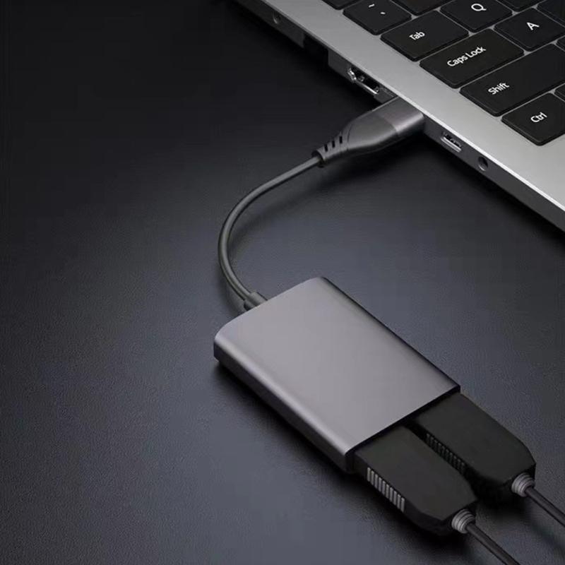 Double Screen HDTV-compatible Converter USB C to 2 HDTV-compatible Adapter Supporting Multple Systems for Laptop Works