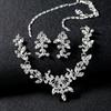 Women Bridal All-matching Jewelry Set Fashionable Diamond Alloy Necklace + Earring Set
