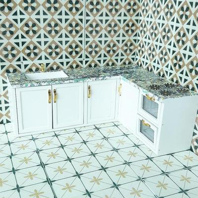 1Pcs 1:12 Dollhouse Miniature Square Wooden Floor Model Bathroom Living Room Decoration Toy Doll House Accessories