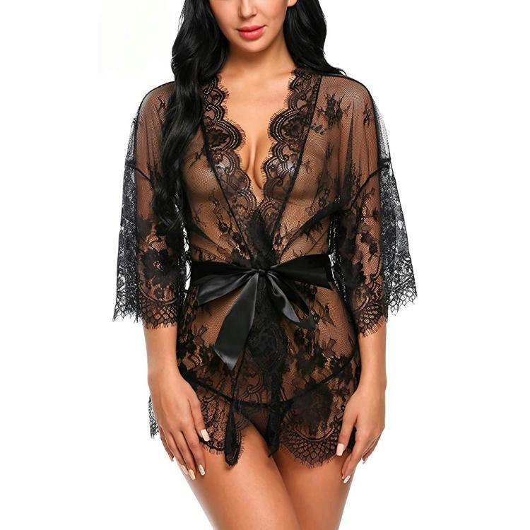 Plus Size European & American Style Lace Lingerie Nightgown – Sexy & Provocative