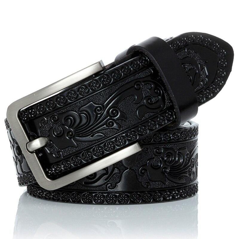 Genuine Leather Belts for Men Designer Belt Male Print Vintage Pin Buckle Luxury Strap New Fashion High Quality