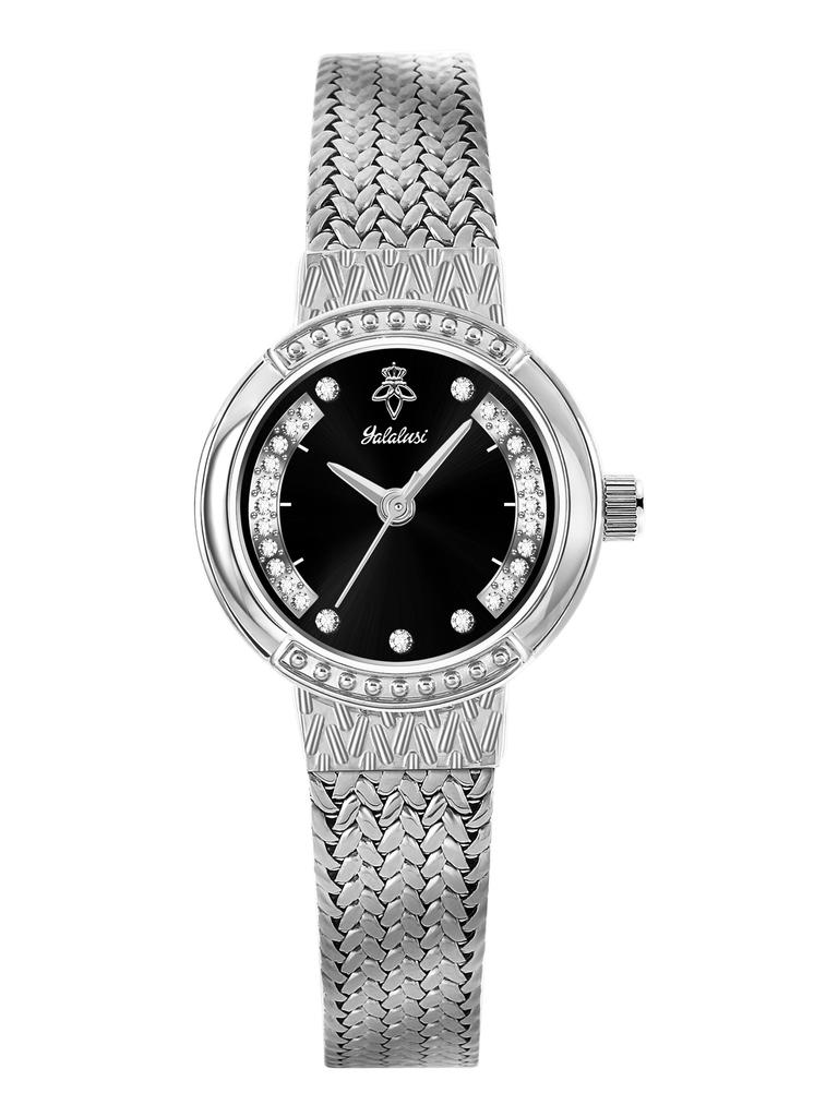 YaLaLuSi Damen Luxus Gold Diamant Zifferblatt Quarz Uhr Schlankes Netzarmband Elegante Damen Kleid Armbanduhr