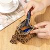 Genuine Leather Leopard Print Mini Coin Purse - Soft Cowhide Multifunctional Change Holder for Women