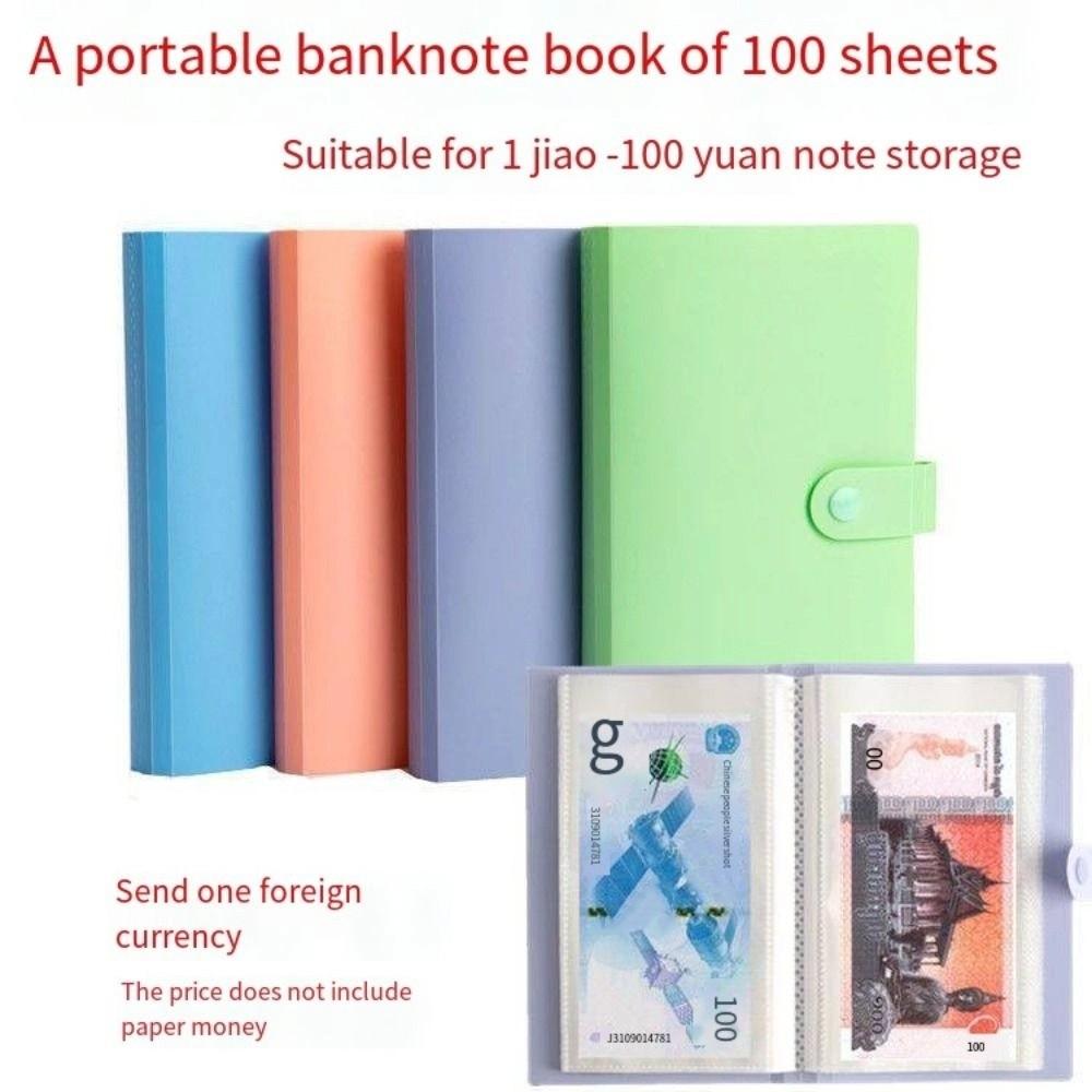 Korean Style 100 Bills Collection Album Waterproof Pocket Storage Book Money Storage Book  Invoice