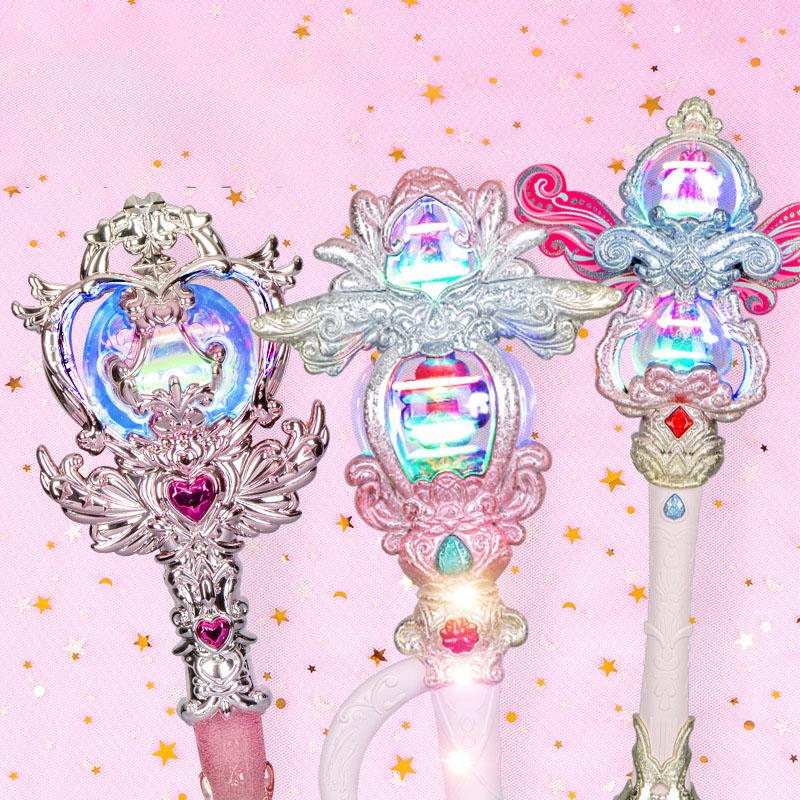 Crystal Love Heart Magic Wand Girls Play House Toys Birthday Party Gifts Cute Angel Princess Magic Wand Toys With Lights Music