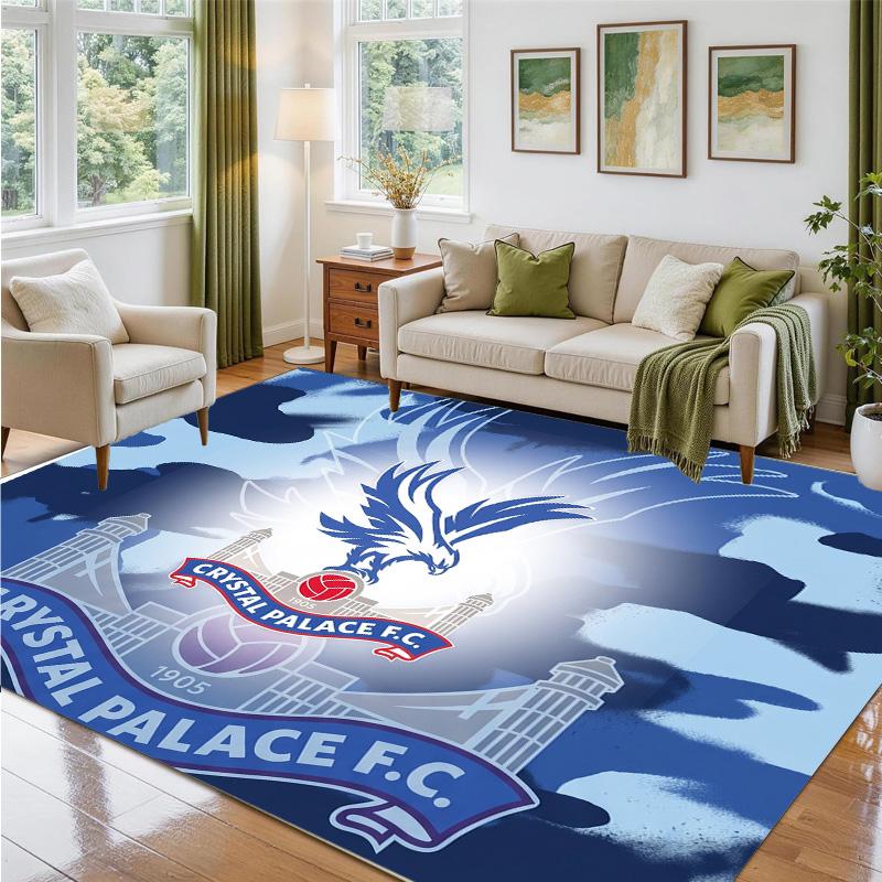 Crystal Palace Football Design Crystal Velvet Rug Soft Decorative Mat for Bedroom Entrance