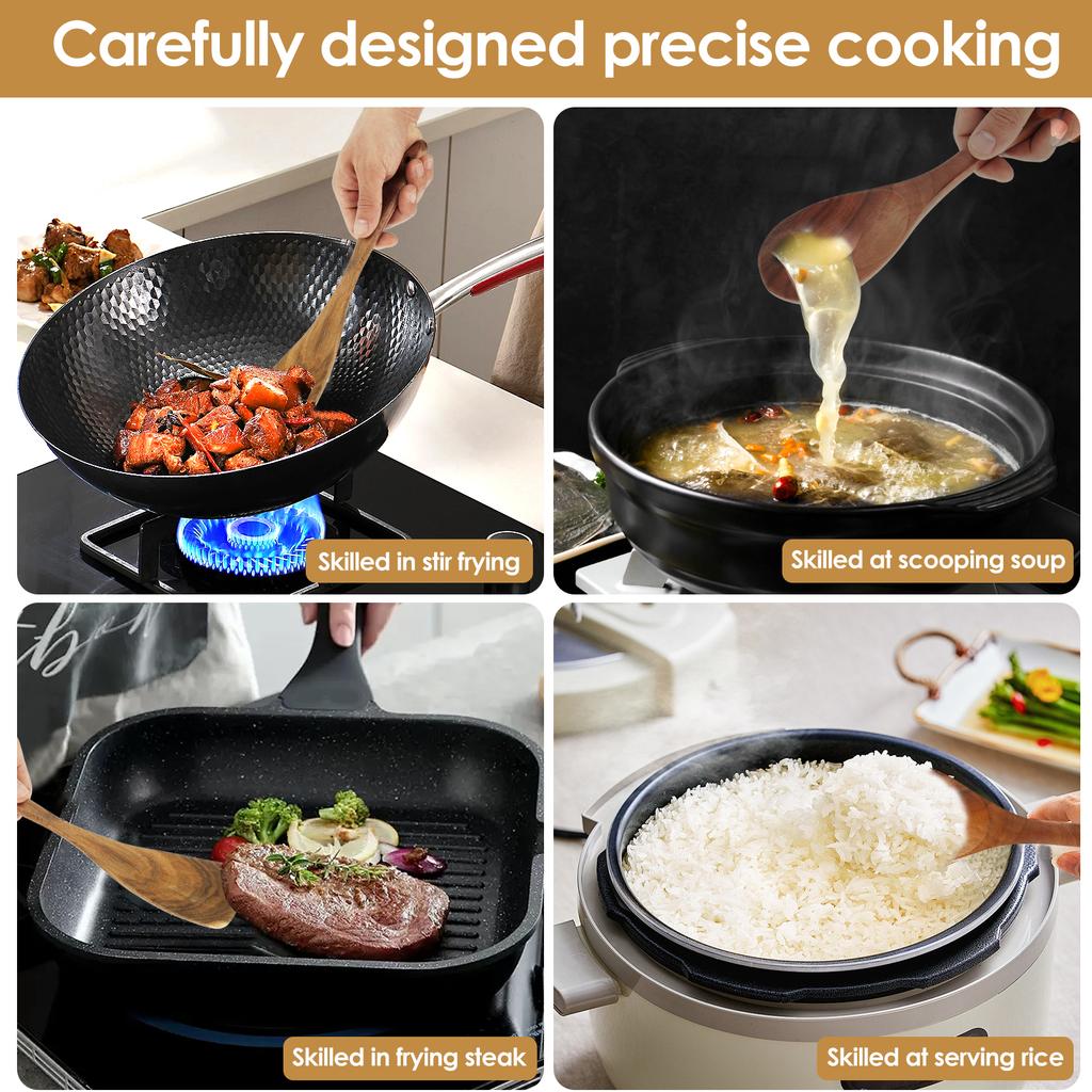 Wood Utensil Set Kitchen Cooking Utensil Set Practical Cookware Kit for Home Everyday Use Wood Spatula Soup Spoon Cooking Tool