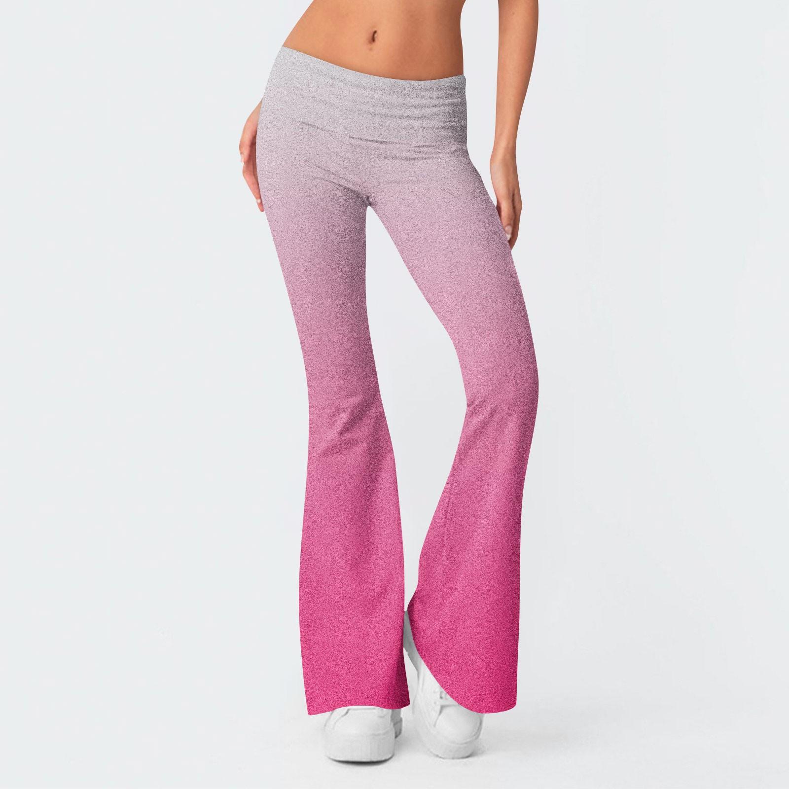 

Женские модные брюки-клеш с эластичной резинкой на талии и низкой талией с градиентом, тонкие брюки-клеш с обратной талией XS розовый