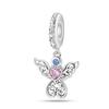 Copper Cute Pink Flowers Heart Pendant Beads Fit 4Mm Hole Diamete Charm Bracelet For Women Diy Jewelry Making Gift