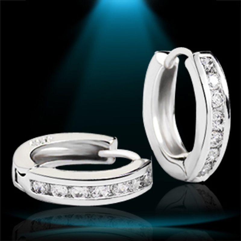 

925 Sterling Silver Stud Earrings for Women Day Korean Simple Accessories Snowflake Small Earrings Ear Hook Eardrops Eardrops Earrings Anti-Allergy Single-row drill ear buckle