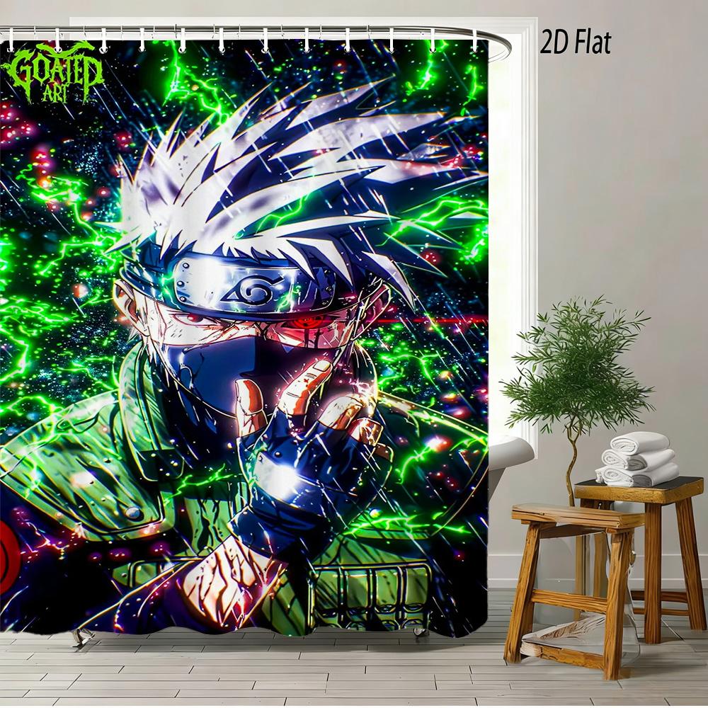

2D Flat Anime Kakashi Green Lightning Aura Galaxy Background Shower Curtain Waterproof Bathroom Decor W60H190(CM)-1 Pcs