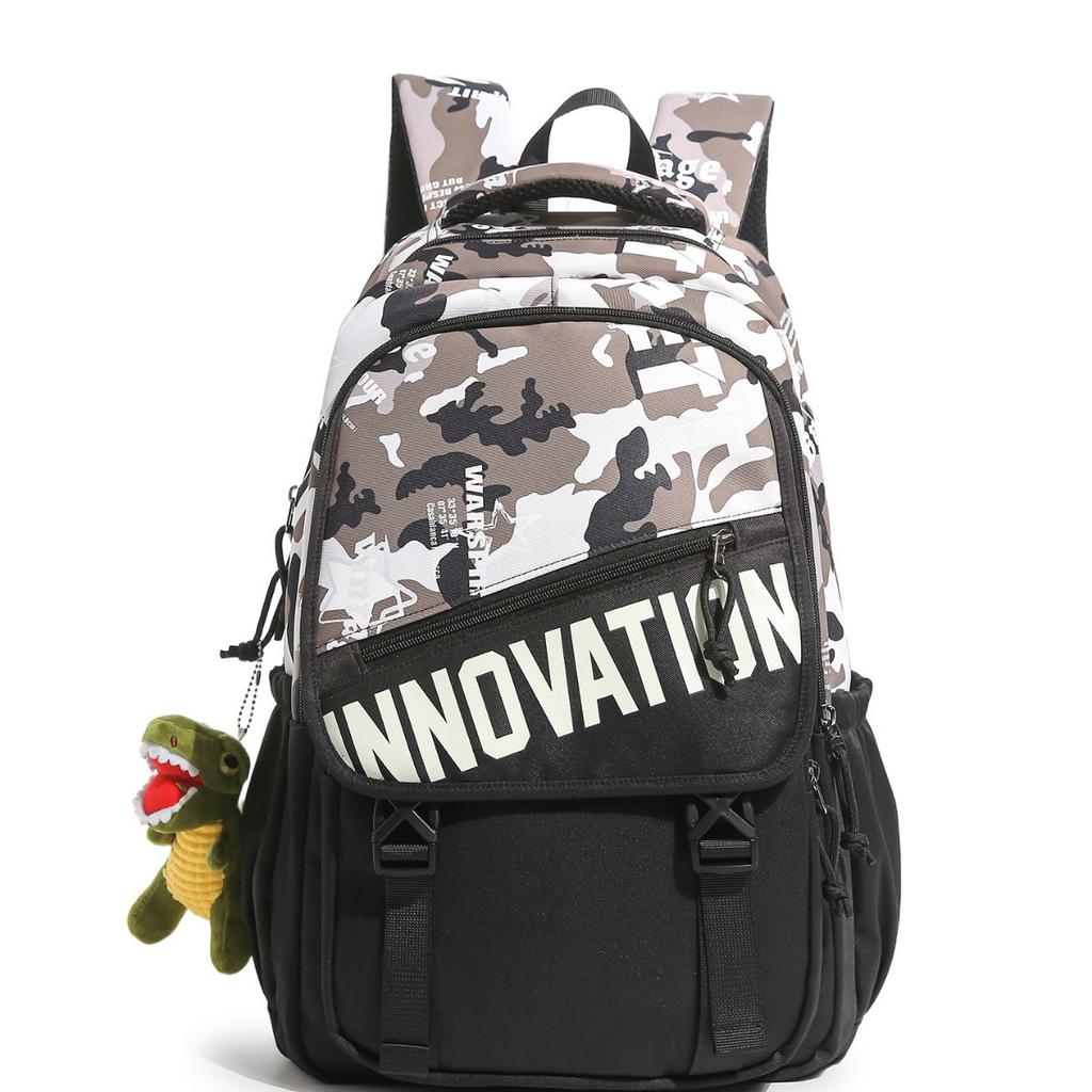 Schoolbag American Trendy Cool Camouflage Splicing Backpack Male College Student Tooling Style Street Travel Leisure Travel Versatile Schoolbag