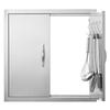 BBQ Access Door, 610x610 Mm Double Outdoor Kitchen Door, Stainless Steel Flush Mount Door, Double Wall Vertical Door with Handles and Hooks, for BBQ