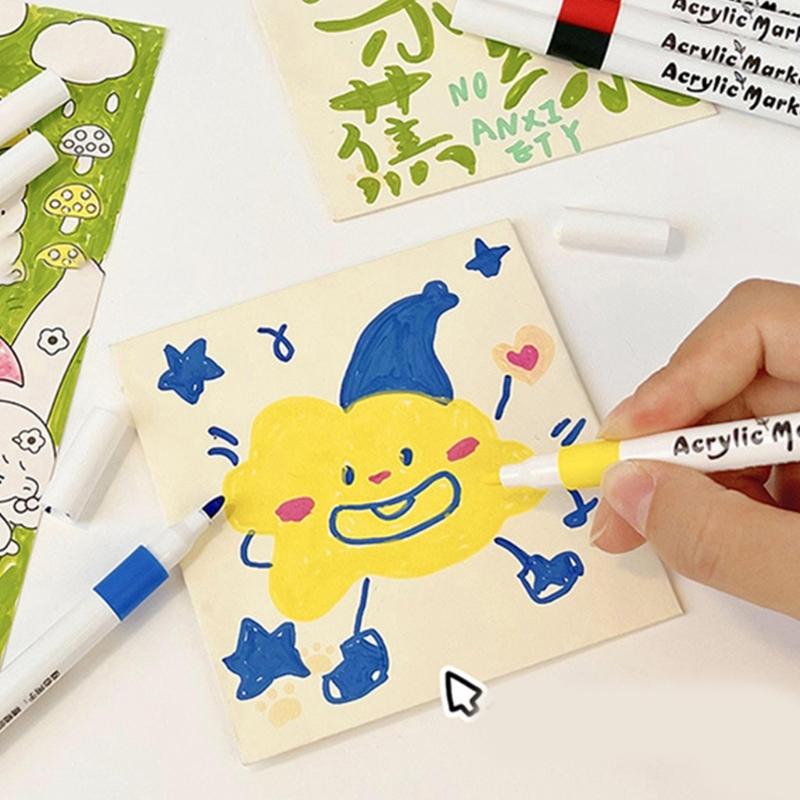 Acrylmarker 12/24/36 Farben Acrylfarbstift Leuchtende Farben, Schnelltrocknend zum Malen auf Papier Holz Stein Glas Stoff