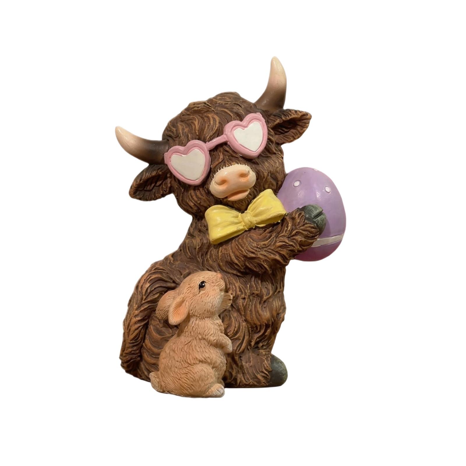 Easter  Cow Resin Home Decor One Size