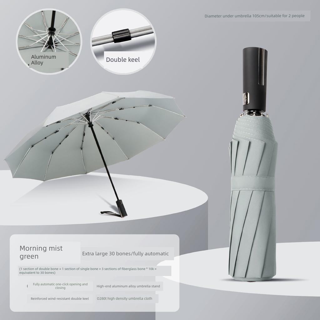 Large Thickened Windproof Reinforced Umbrella for Heavy Rain with Logo, Foldable Dual-Use Black Coating for Sun Protection and Uv Protection