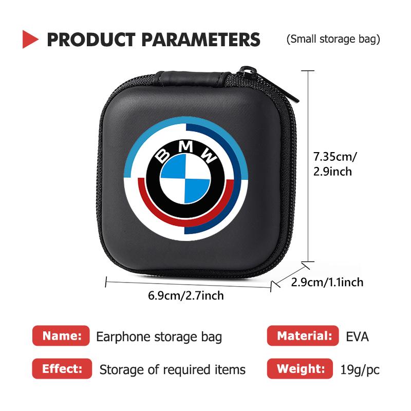 HINB3 Car Portable EVA Bluetooth Earphone Cable Case Storage Bag For BMW X3 X5 M5 M3 E46 E90 E60 F10 E39 F30 E36 G30 E87 E70