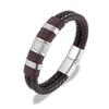 Punk Men Jewelry Black/Brown Braided Leather Bracelet Stainless Steel Magnetic Clasp Bangles 19/21/23cm