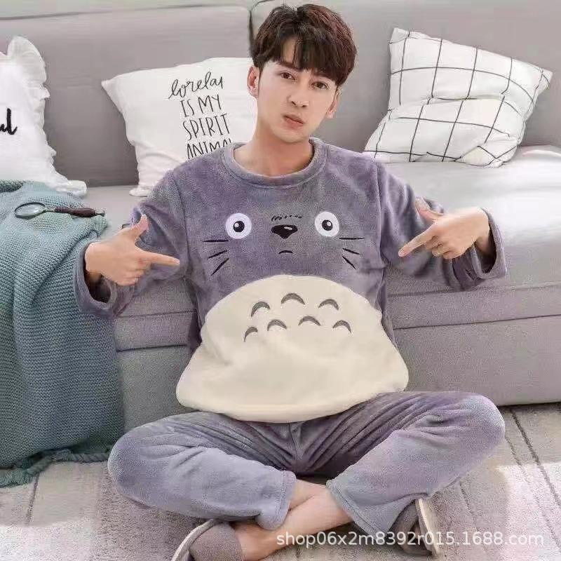 

Мужской зимний домашний костюм из плотного плюша кораллового флиса - стиль осень и зима M