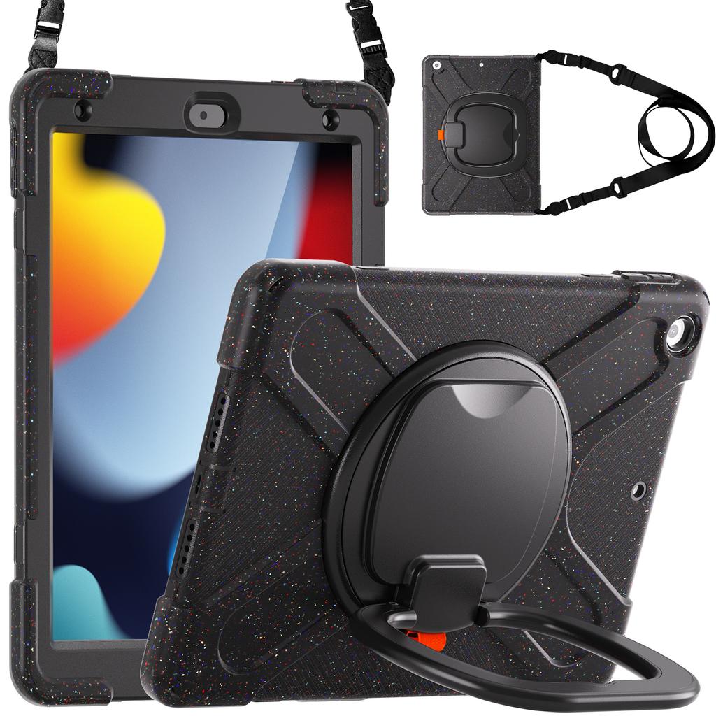 360 Rotating Kids Case Universal for IPad 10.2 2019 2020 2021 7th 8th 9th Generation Heavy Duty Stand Cover with Shoulder Strap