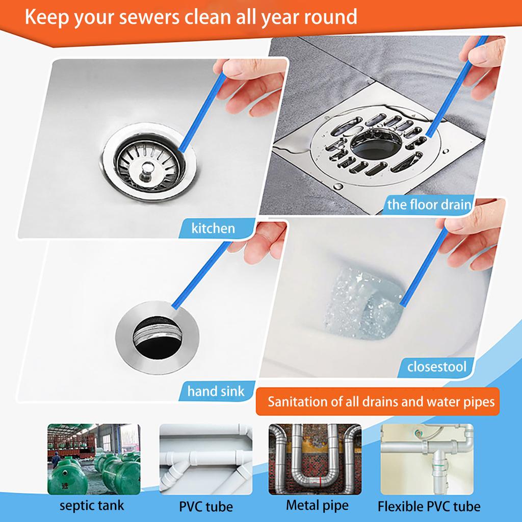 Pipe Cleaning Sticks Oil Decontamination Kitchen Toilet Bathtub Drains Cleaner 12pcs Set