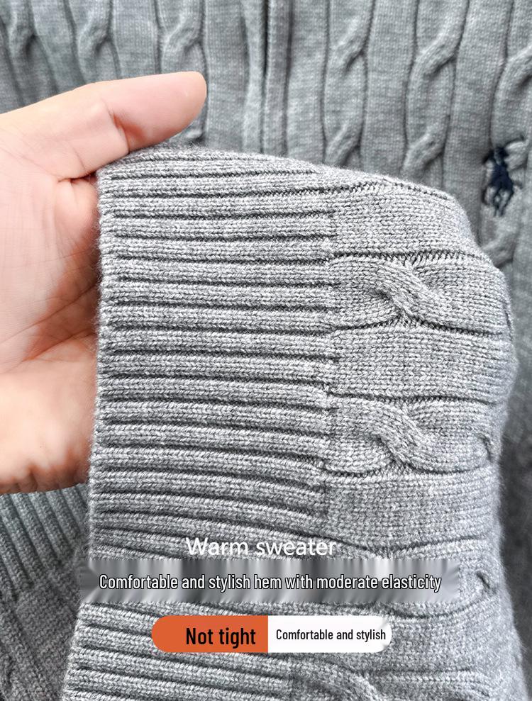 Pánské žakárové pletivo 720 g, Nová podzim/zima, Límec na zip, Vyšívaný svetr