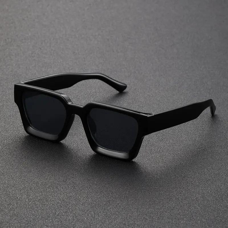 Men Square Frame Sunglasses 2026 Luxury Brand Designer Sun Glasses Retro Trendy Shades UV400 Texture Thick Edge Sunglasses