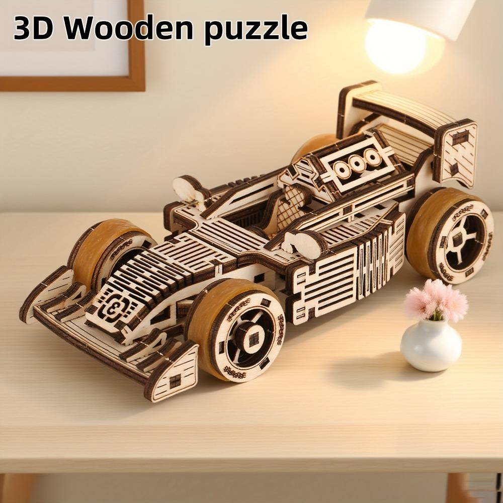 3D Wooden Puzzle Formula Racing Cars for Adults Model Car Kits Stress Relief Toy Birthday Gift for Teen Boys Men Boyfriend