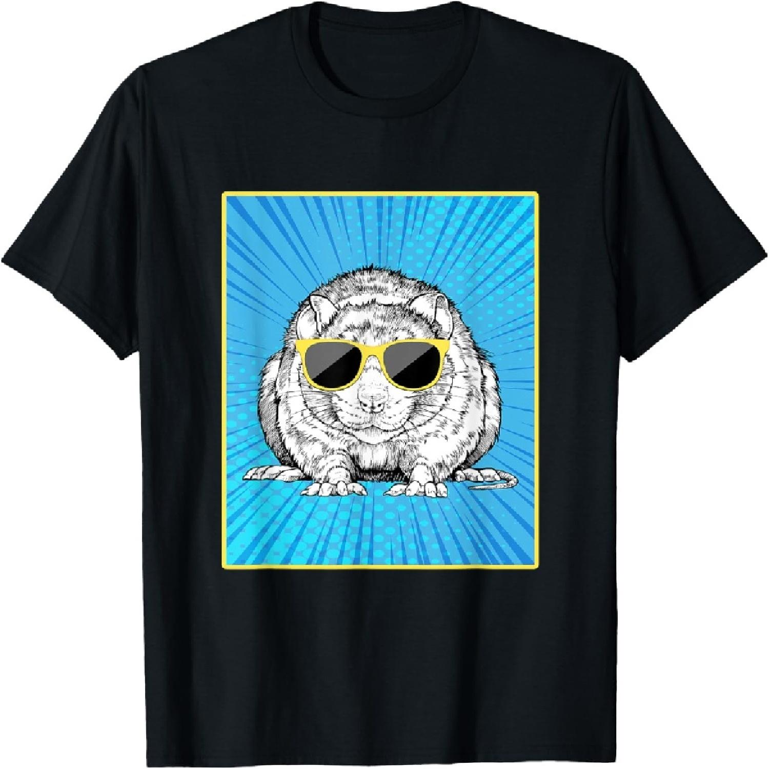 Rat Portrait Pop Art Animal with Sunglasses T-Shirt XXXXXL разноцветный