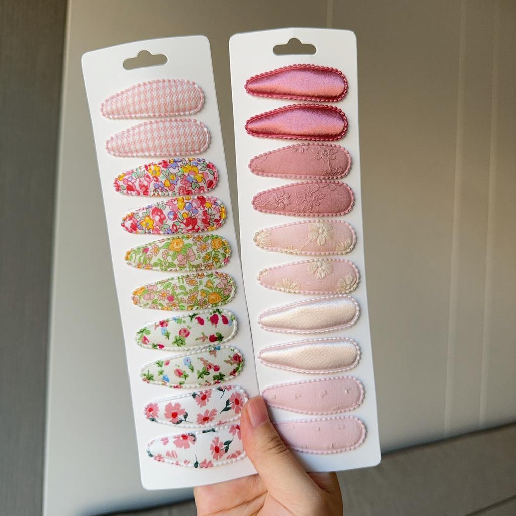 10Pcs/Lot Hair Accessories Girls Hairpin Print Solid Flowers Plaid Pattern Hair Clip Cute Powder Hairgrip New Children Headdress