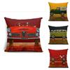 Vintage Car Dog Print Pillow Case In Beautiful Cotton Linen For Stylish Home Decor