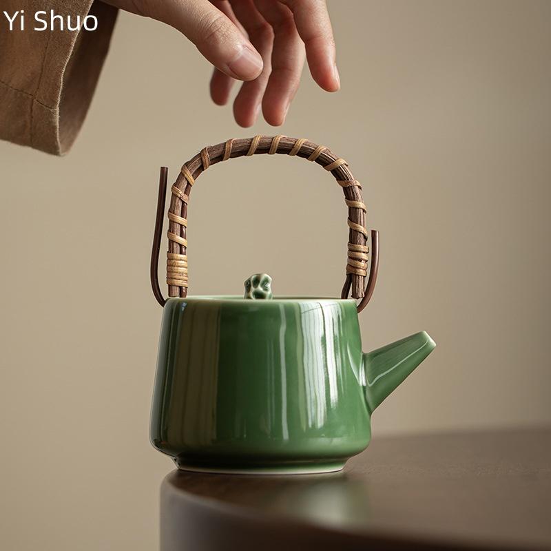 Kushitai Kettle Japanese Style Household Ice Gray Small Ceramic Teapot Single Pot Tea Brewer Tea Kettle Tea Infuser
