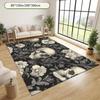 Black Skull Floral Large Area Rug 2D Flat Print Non-Slip Sofa Floor Mat for Living Room Bedroom Entryway Home Decor