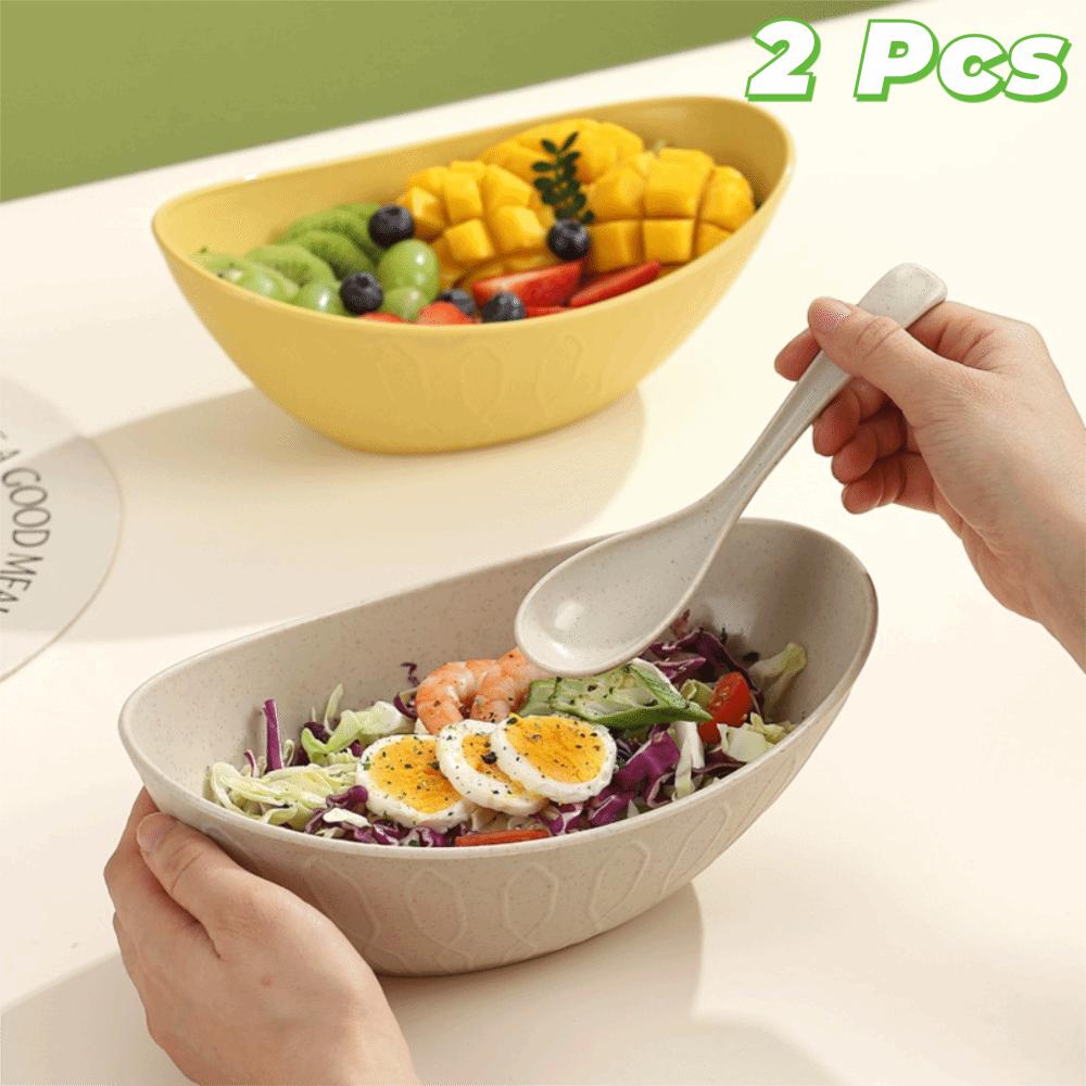 2PCS Thickened Fruit Serving Bowl Large Capacity Preparing-food Bowl Ingot Shape Salad Bowl  Nut